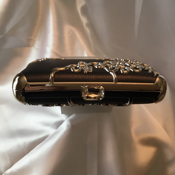 Fabulous Dark Grey Silver Scroll Detail Evening Bag - Picture 8 of 14